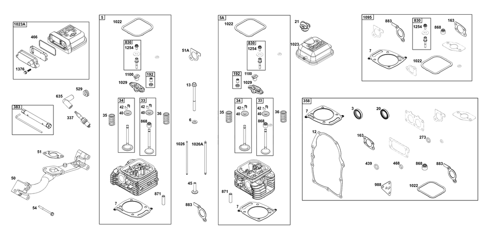 Cylinder Head Group Diagram and Parts List for 38E347-0019-G1 200000 - 399999 Briggs and Stratton Engine